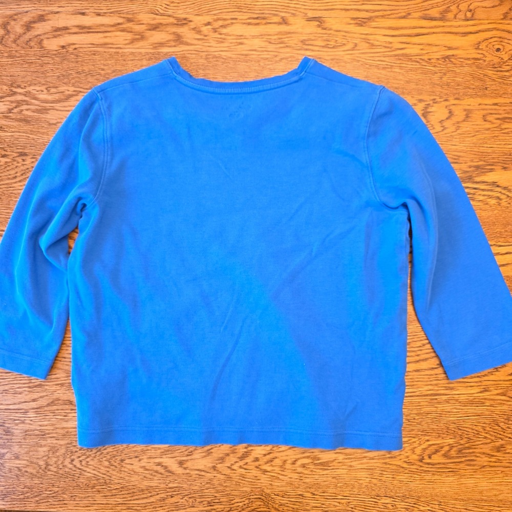 Kim‎ Rogers Petite Small Royal Blue V-Neck 3/4 Sleeve 100% Cotton Knit Top - Picture 11 of 12